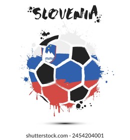 Abstract soccer ball with Slovenia national flag colors. Flag of Slovenia in the form of a soccer ball made on an isolated background. Football championship banner. Vector illustration