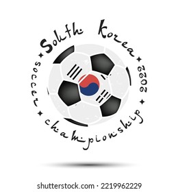 Abstract soccer ball with South Korea national flag colors. Flag of South Korea in the form of a football ball made on an isolated background. Vector illustration