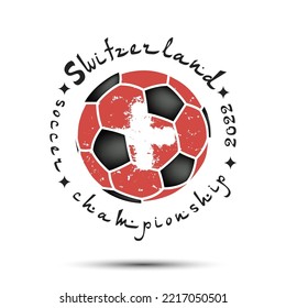 Abstract soccer ball with Switzerland national flag colors. Flag of Switzerland in the form of a football ball made on an isolated background. Vector illustration