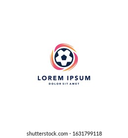 abstract soccer ball with swoosh vector logo template
