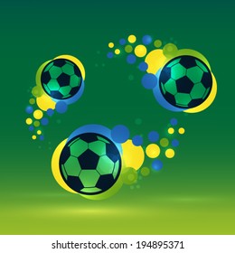 Abstract soccer balls, Brazil theme