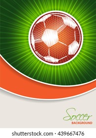 Abstract soccer brochure template with bursting orange scribbled ball