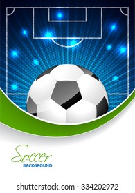 Abstract soccer brochure template design with bursting ball and white space for text