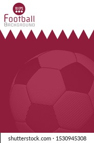 Abstract soccer football graphic flat vintage style template A4 size on Qatar flag red and white color pattern background with blank space for text copy