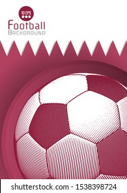 Abstract soccer football graphic flat vintage style template A4 size on Qatar flag red and white color pattern background with blank space for text copy