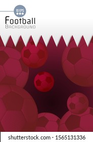 Abstract soccer football graphic flat vintage style template A4 size on Qatar flag red and white color pattern background with blank space for text copy