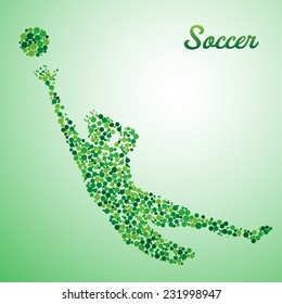 Abstract soccer goalkeeper from dots catching the ball