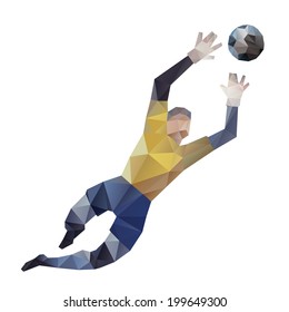 Abstract soccer goalkeeper, polygonal - vector 