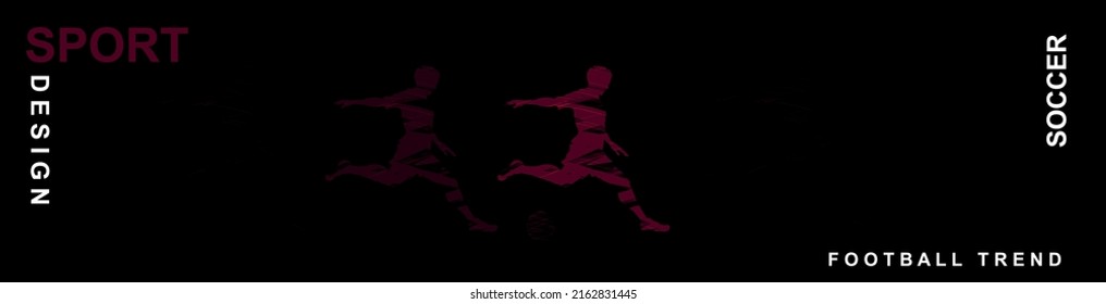 Abstract soccer player. Dark banner for a football site. Creative sports concept. Vector eps graphics for brochures, flyers, presentations, logos, printing