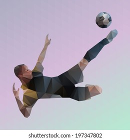 Abstract soccer player, polygonal - vector 