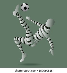 Abstract soccer player with a ribbon, illustration by vector design.