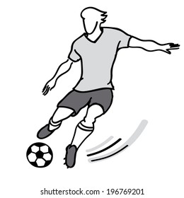 abstract soccer player runs forward with the ball