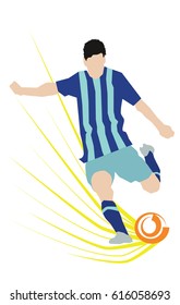 Abstract Soccer Player Scoring on white background .