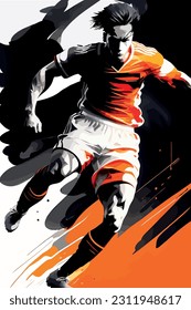 Abstract soccer player. Soccer Player Shooting a ball vector Image. Vector illustration of a soccer player hits the ball. Vector illustration.