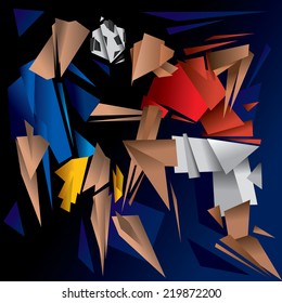 Abstract Soccer Players, Football Game (Vector Art)