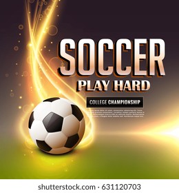 Abstract Soccer Sports Flyer Design With Glowing Fire Flame