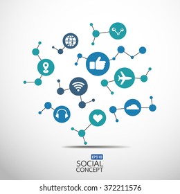 Abstract social background flat icons