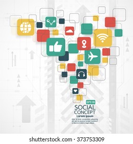 Abstract social background flat icons