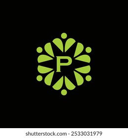 Abstract Social community logo With Letter P