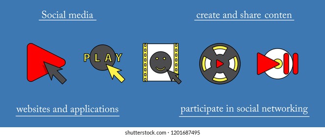 Abstract social media background with lines, connected circles, integrated flat icons. Growth flower concept with network, computer, technology, speech bubble icon. Vector interactive illustration