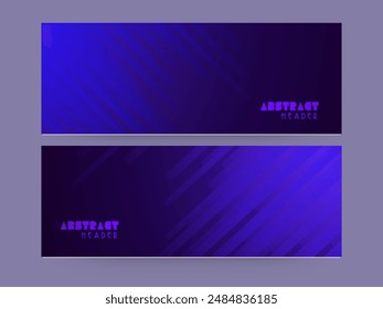 Abstract Social Media Banner or Header Design Set in Dark Blue Color.