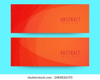Abstract Social Media Banner or Header Design Set in Orange Color.