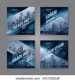 Abstract Social Media Banner Template Collection, Square Template Social Media Post Design for Digital Marketing, Abstract Black Geometric Triangle Background. Modern square header web banner profile.