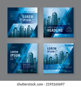 Abstract Social Media Banner Template Collection, Square Template Social Media Post Design for Digital Marketing, Abstract Blue Geometric Triangle Background. Modern square header web banner profile.