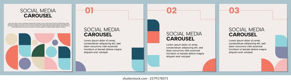 Abstract Social Media Carousel, Set of minimalist business carousel post, Customize social media carousel template design