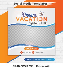 Abstract social media design post travel, Template for social media post, template design for travel ads, eps 10