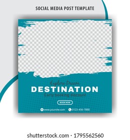 Abstract social media design post travel, Template for social media post, template design for travel ads