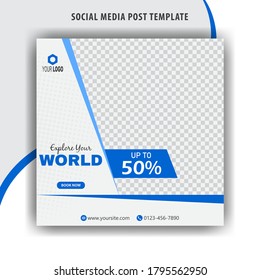 Abstract social media design post travel, Template for social media post, template design for travel ads