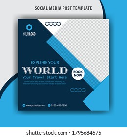 Abstract social media design post travel, Template for social media post, template design for travel ads