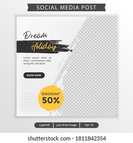 Abstract social media design post travel, Template for social media post, template design for travel ads, eps 10