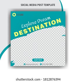 Abstract social media design post travel, Template for social media post, template design for travel ads