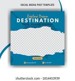 Abstract social media design post travel, Template for social media post, template design for travel ads