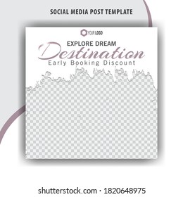 Abstract social media design post travel, Template for social media post, template design for travel ads