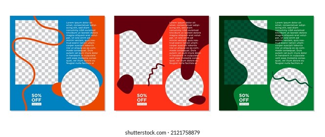 ABSTRACT SOCIAL MEDIA FASHION BACKGROUND TEMPLATE SALES SET. COVER DESIGN VECTOR