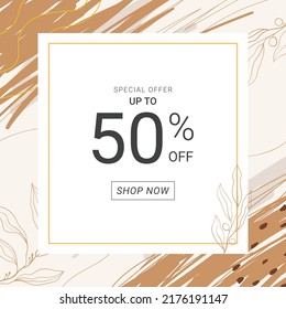 Abstract social media feed post template with organic shape background
