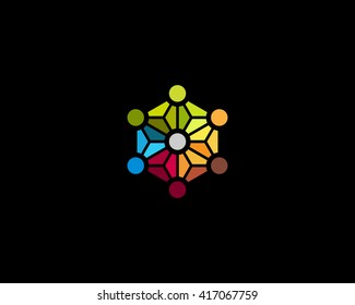 Abstract social media network biotechnology molecule atom dna logo design template. Medicine, science, technology, laboratory, vector logotype. Team work logistic structure icon