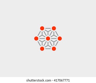 Abstract Social Media Network Biotechnology Molecule Atom Dna Logo Design Template. Medicine, Science, Technology, Laboratory, Vector Logotype. Team Work Logistic Structure Icon