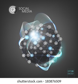 Abstract social media network. Vector abstract marketing banner. Web activity symbol.
