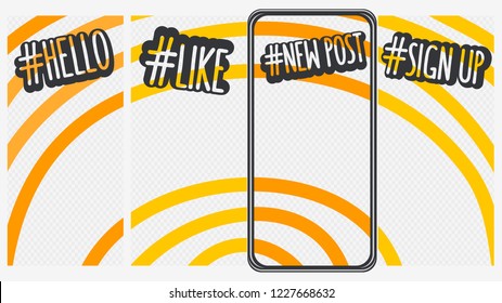 Abstract Social Media Stories Templates Transparent Background Vector Graphic