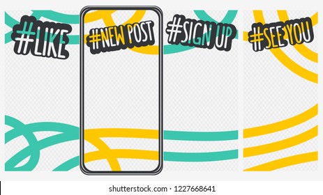 Abstract Social Media Stories Templates Transparent Background Vector Graphic