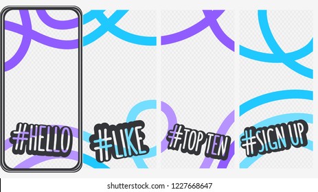 Abstract Social Media Stories Templates Transparent Background Vector Graphic