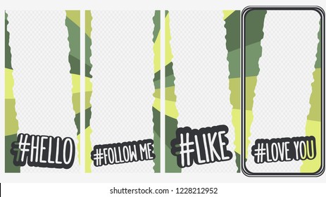 Abstract Social Media Stories Templates Web Mobile App Interface Background Vector Graphic