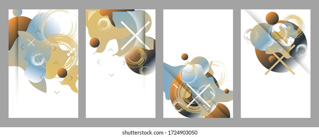 Abstract social media template art background. Futuristic vector illustration with circles on flat colored