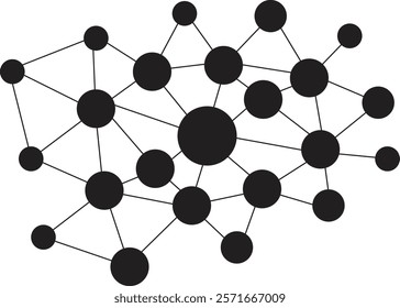 Abstract social network connection. Connecting network tech ai element isolated on white background