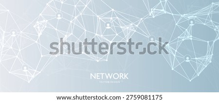 Abstract social network plexus with connected user icons and nodes forming digital communication structure isolated on transparent background technology concept