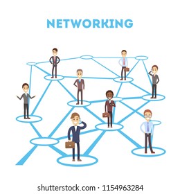 Abstract social network scheme. Global connection between people. Idea of modern technology and business communication. Isolated flat vector illustration